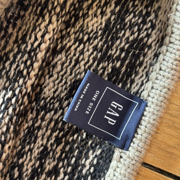Gap Poncho Wool Blend One Size Oversized Natural Knit Sweater Cozy Shawl OS - Picture 8 of 12